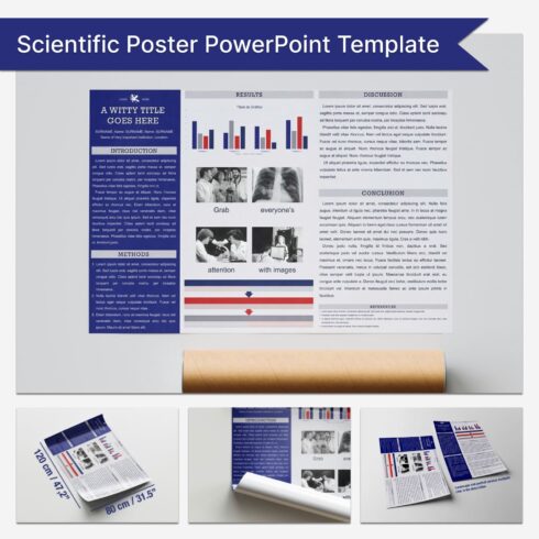 Science Poster Model In Powerpoint | "Blue Ribbon" Horizontal.