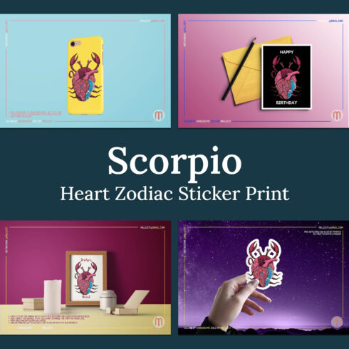 Scorpio Heart Zodiac Sticker Print.