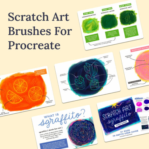 Scratch Art Brushes for Procreate.