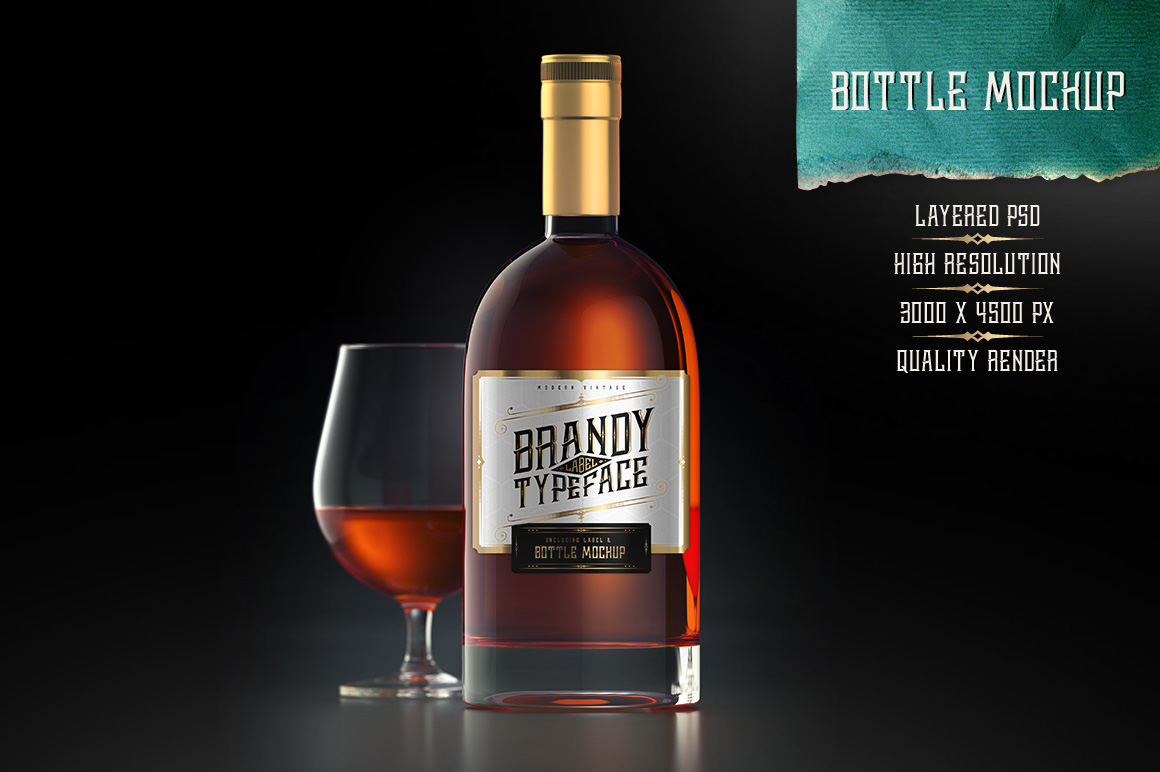 Brandy Design Set bottle mockup.
