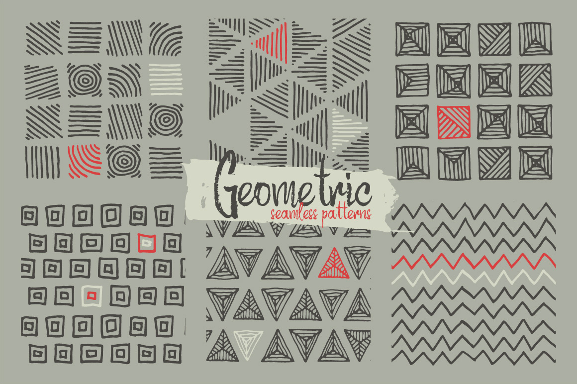 Hand Drawn Geometric Patterns Design preview image.