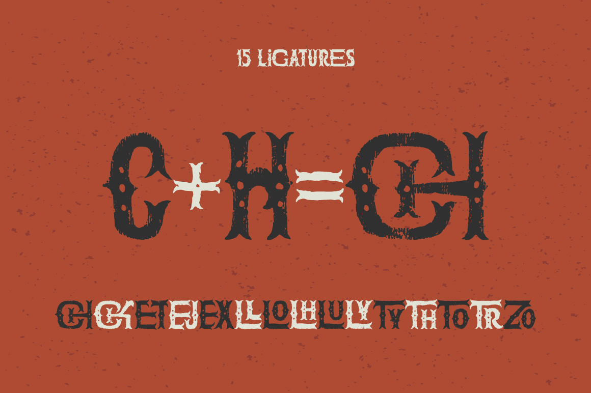 The Freaky Circus Font ligatures preview,