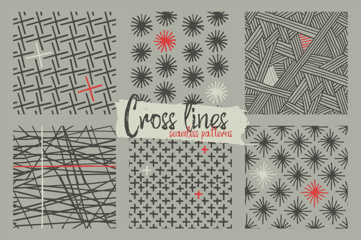 Hand Drawn Sross Lines Patterns Design preview image.