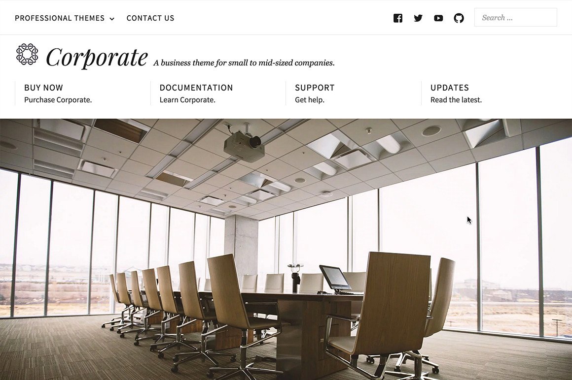 Homepage of corporate WordPress theme.