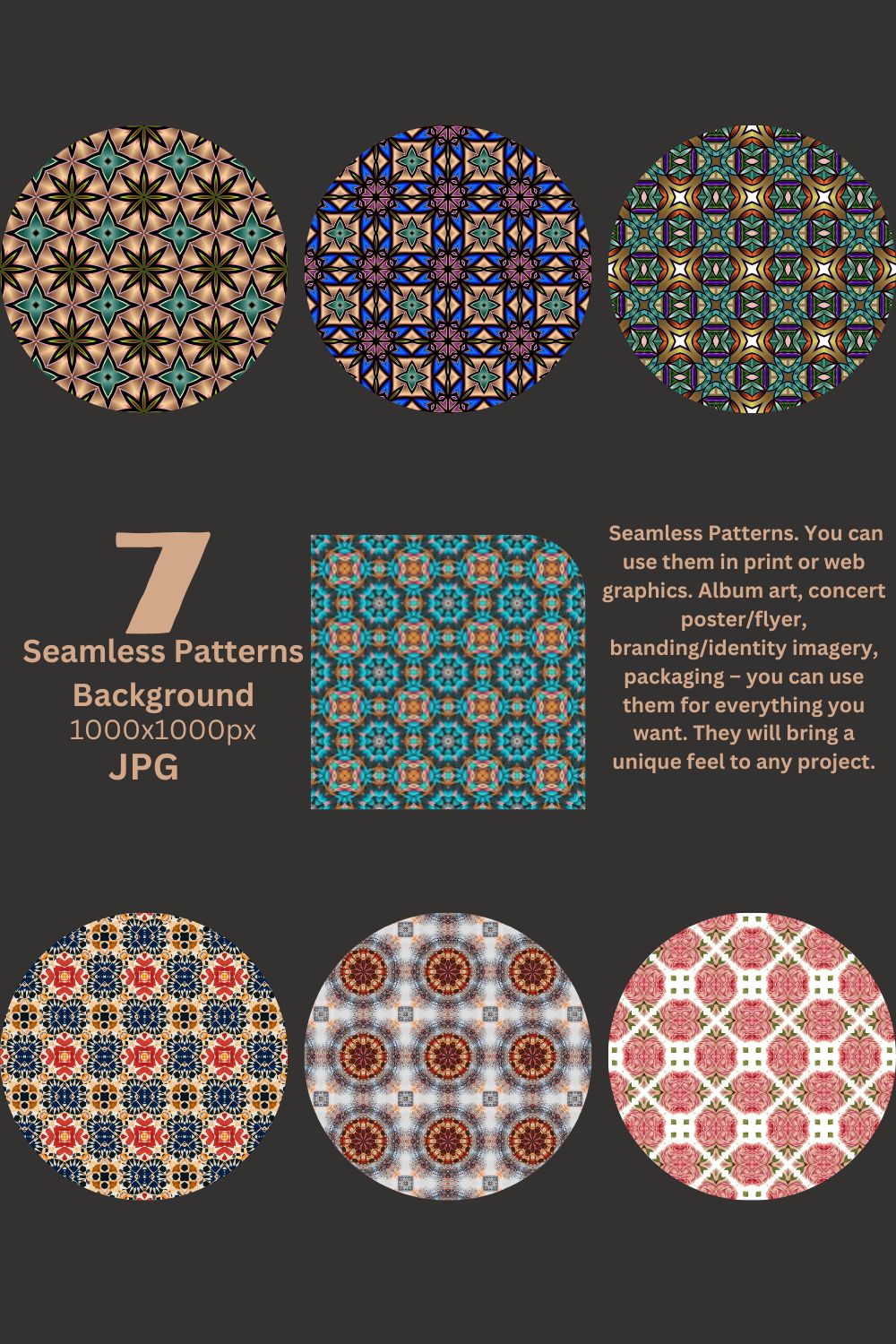 7 Seamless Patterns Background - pinterest image preview.