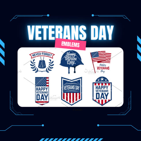 Set of Happy Veterans Day emblems..