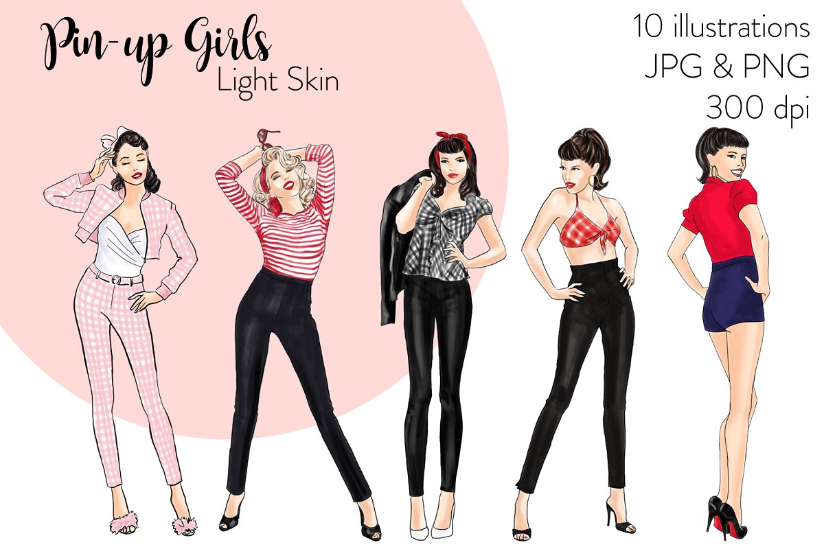 Cover image of Pin Up Girls Light Skin Clipart.