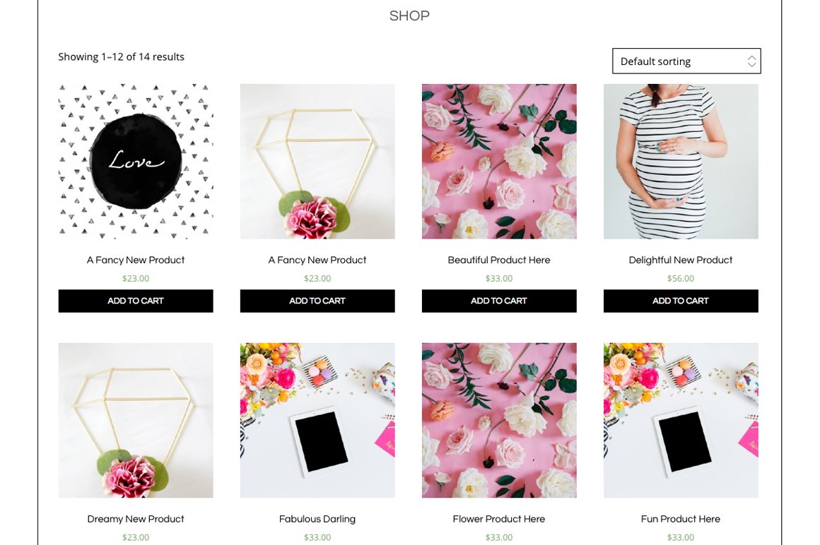 Shop page of 8 items on a white background.