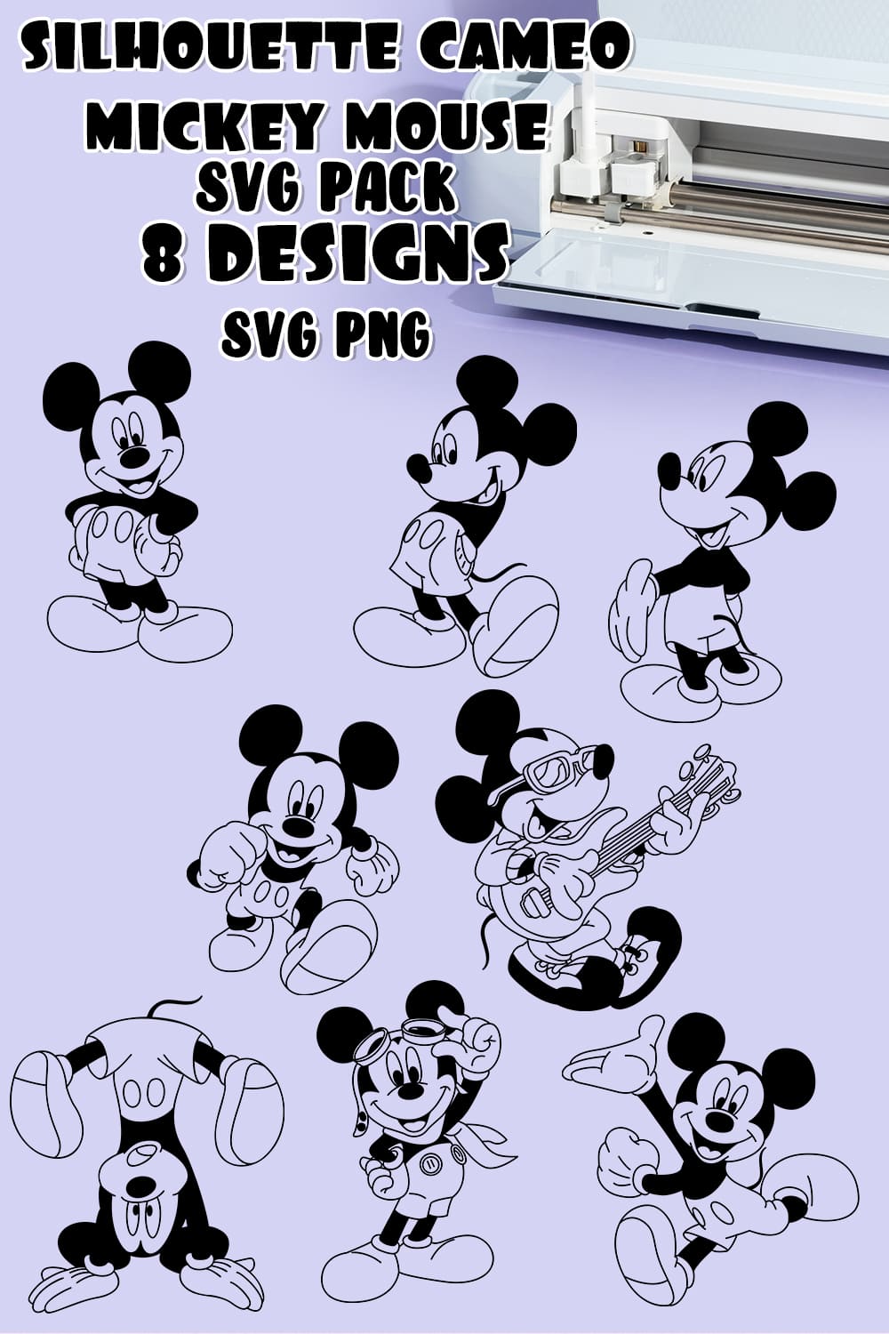 Silhouette Cameo Mickey Mouse SVG - pinterest image preview.