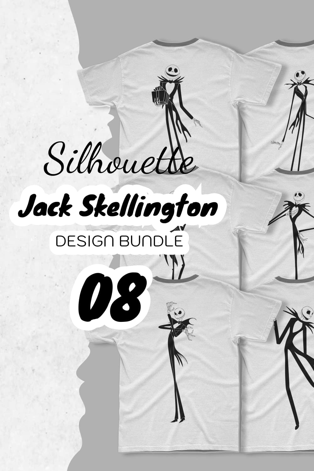 Silhouette Jack Skellington SVG - pinterest image preview.