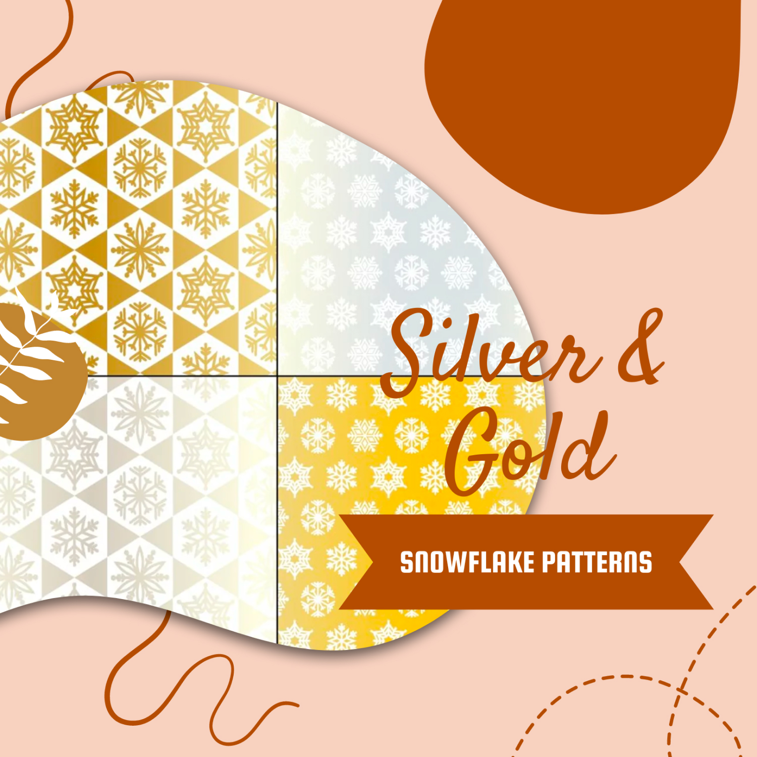 Seamless Silver & Gold Snowflake Patterns.