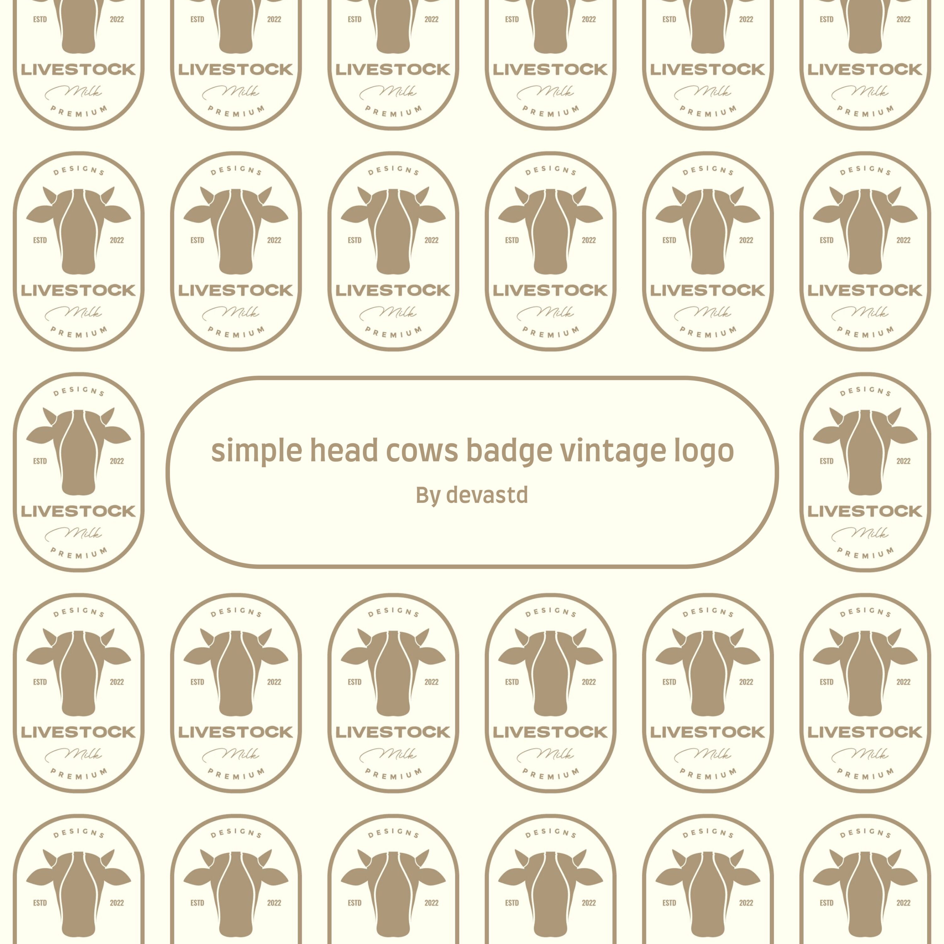 simple head cows badge vintage logo.