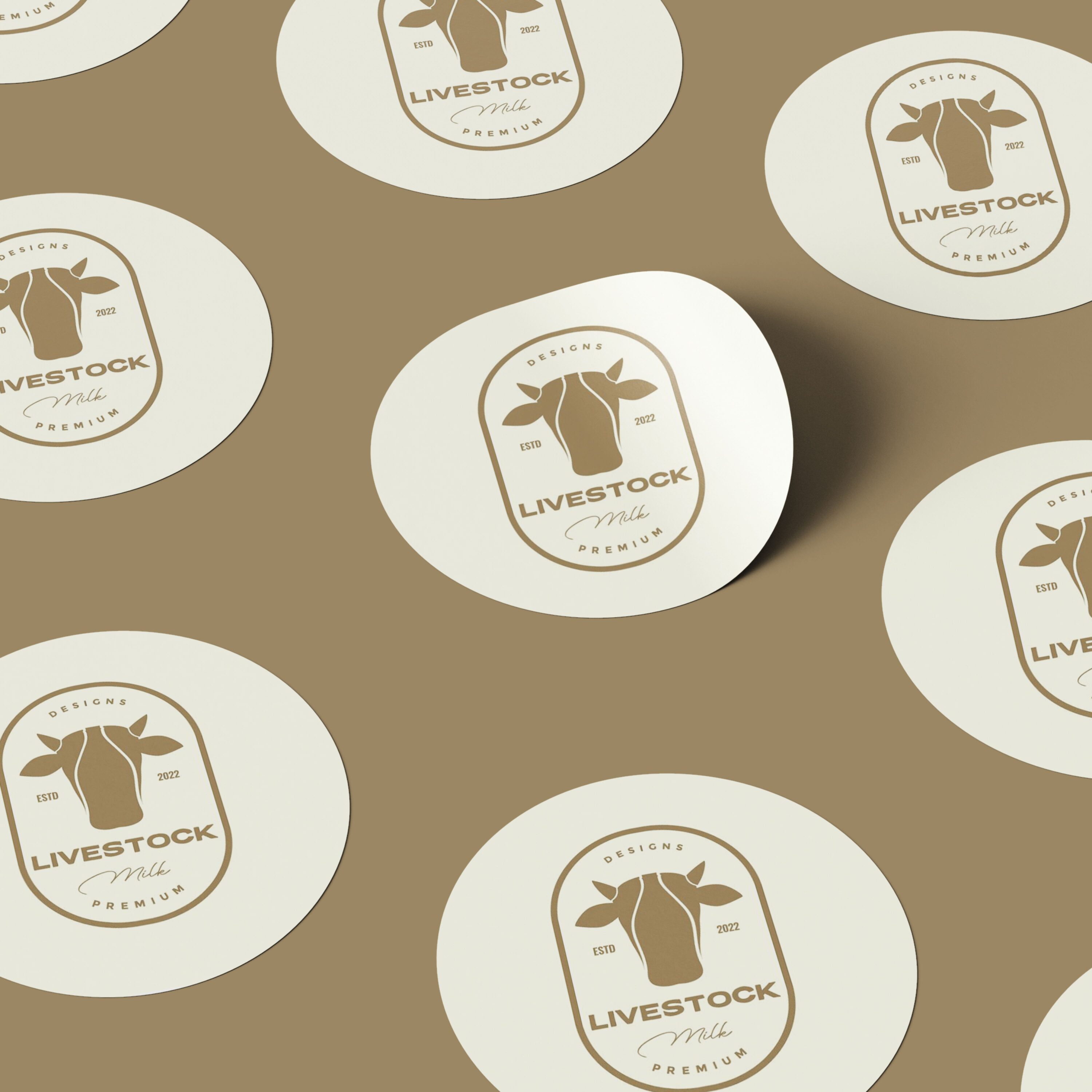 simple head cows badge vintage logo cover.