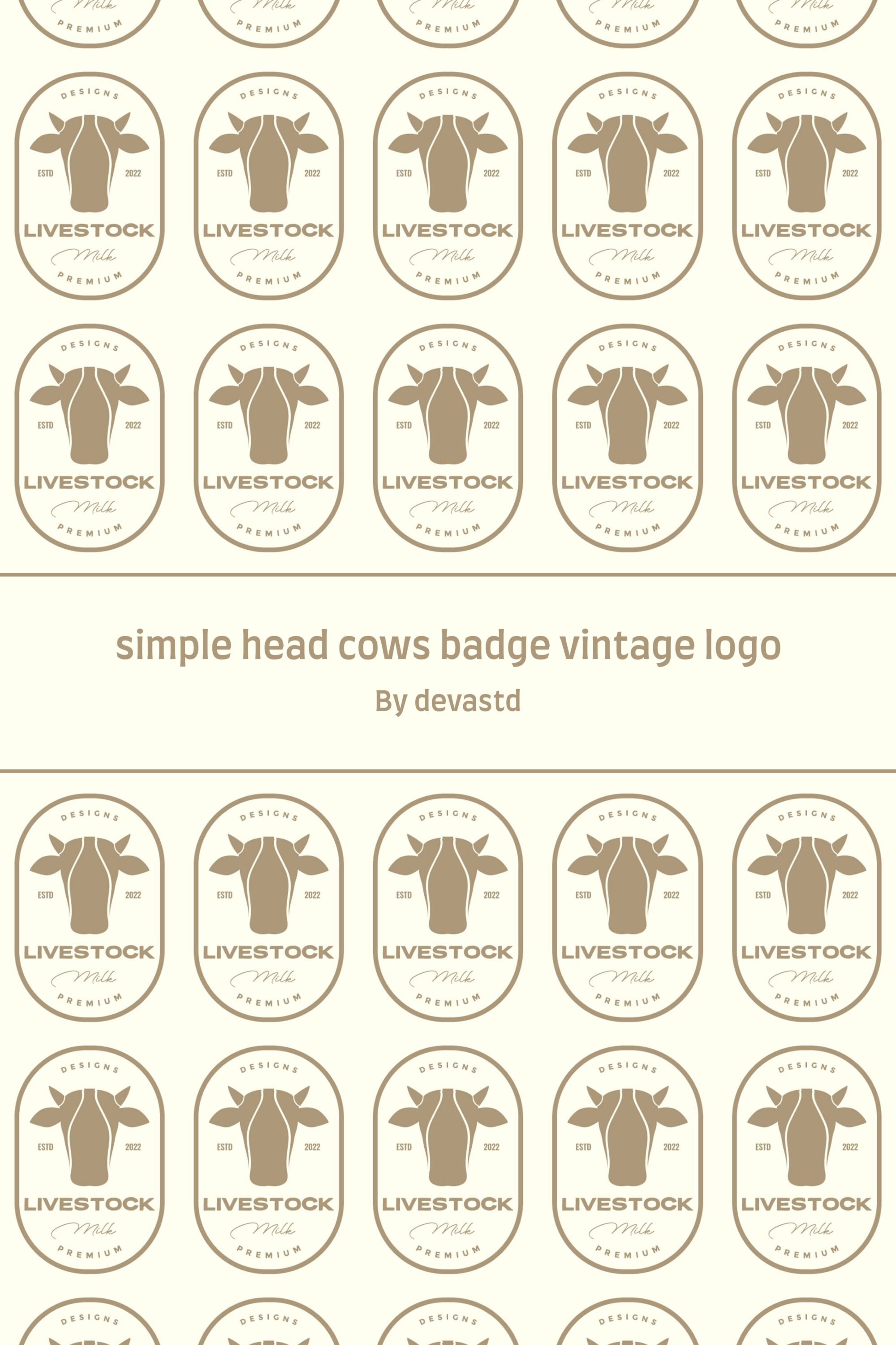 simple head cows badge vintage logo 03 148