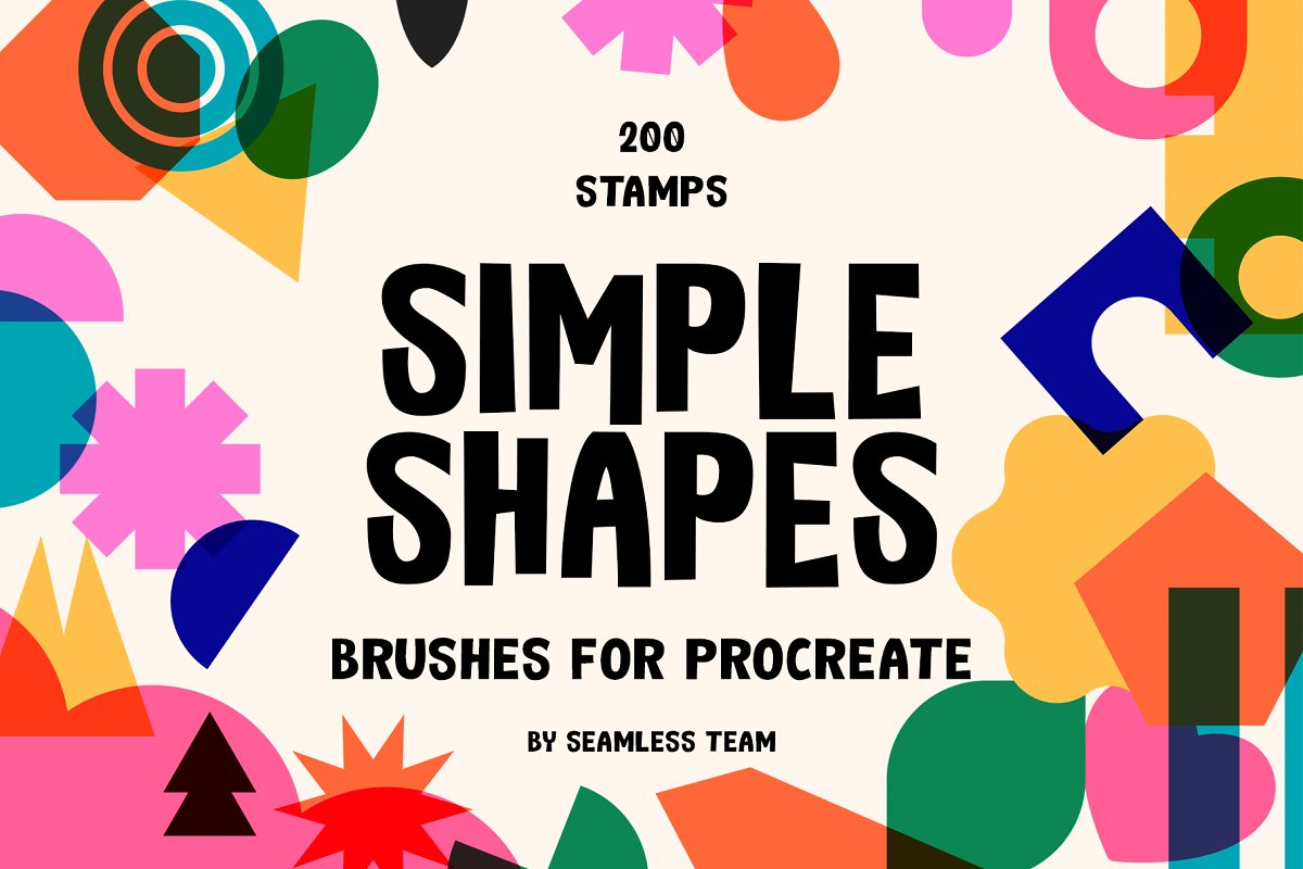 Cover image of 200 Simple Shapes For Procreate.