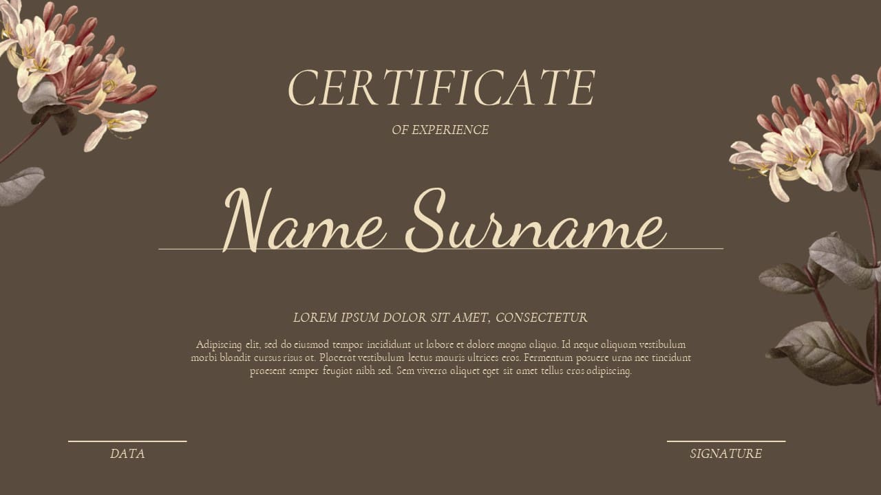Beige and brown slide for your certificate.