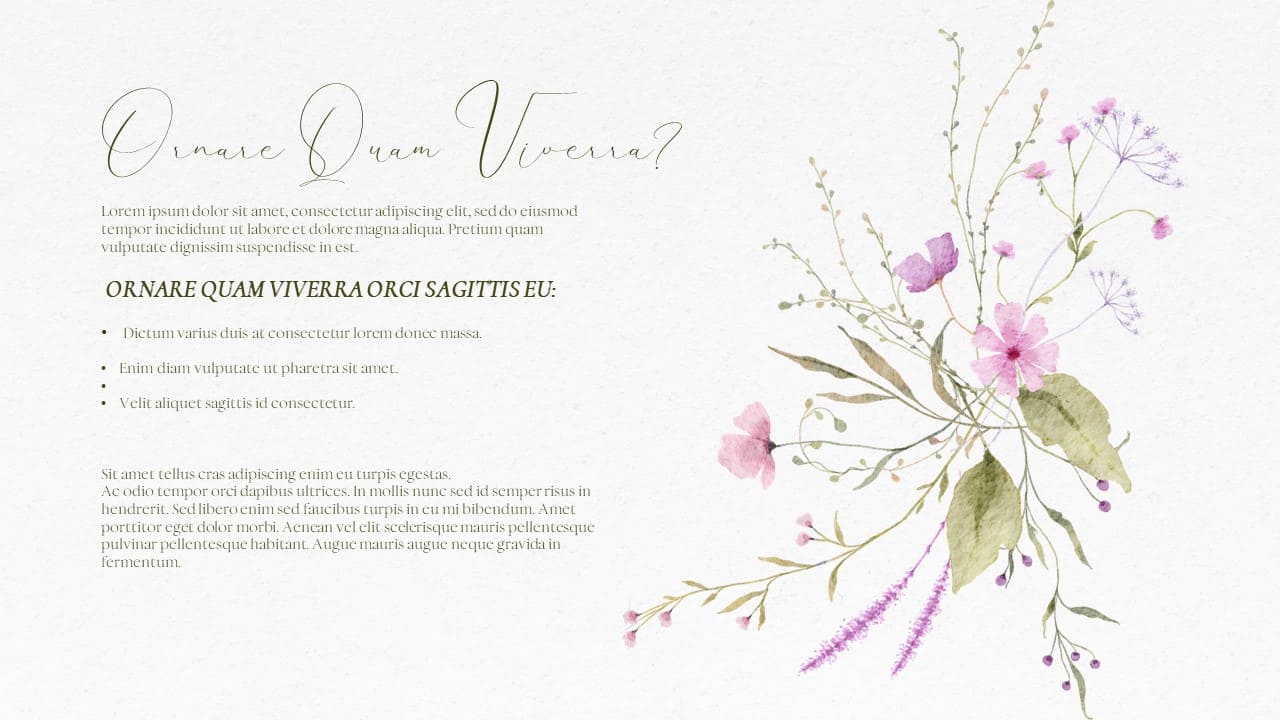 Beautiful slide with flower arrangement and text blocks.