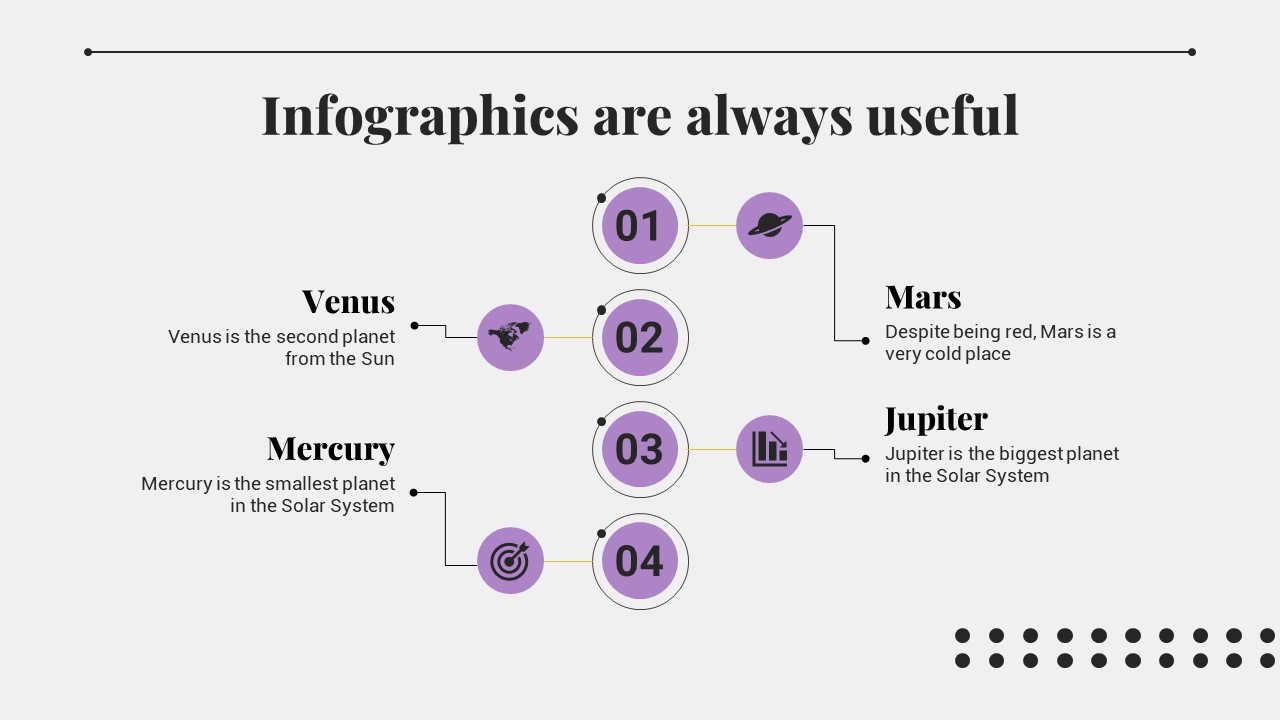 Slide with colorful infographics.