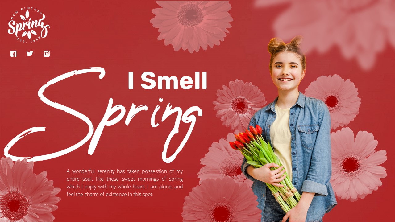 Image of a charming presentation slide on the theme of spring.