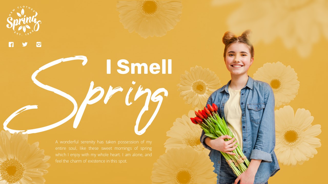 Image of a gorgeous presentation slide on the theme of spring.