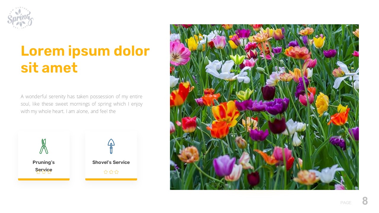 Image of an amazing presentation slide on the theme of spring