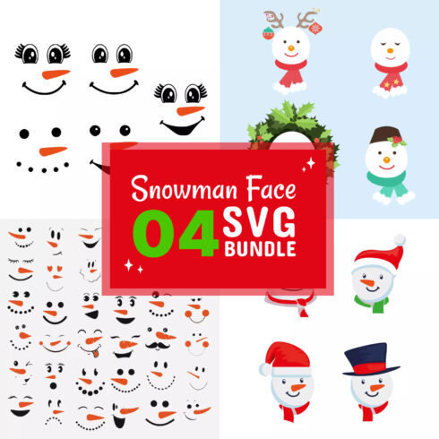 Snowman Face SVG Files Bundle.