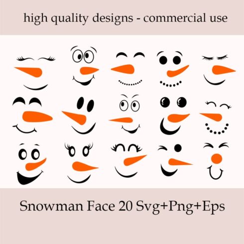 Cover image of Snowman Face SVG.