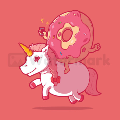 Sweet Donut Unicorn Design Vector cover image.