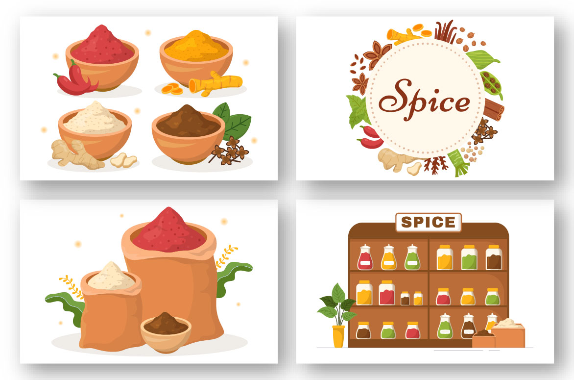 Spice Shop and Seasoning Illustration preview image.