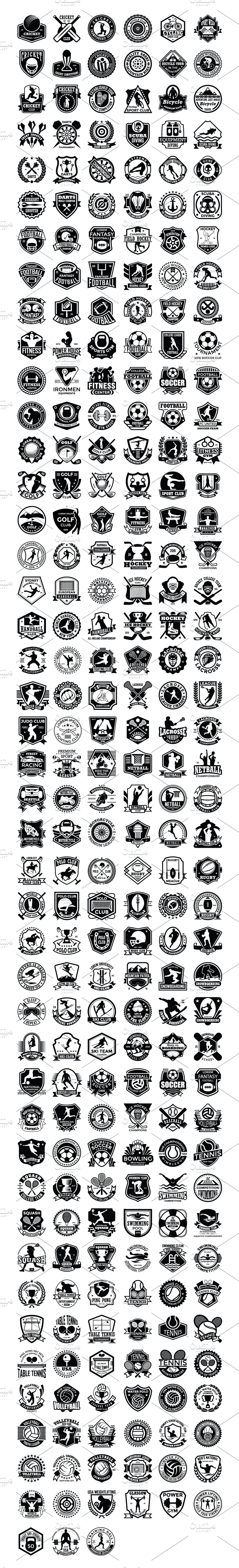 Huge set of 333 different hockey logo designs and badges.