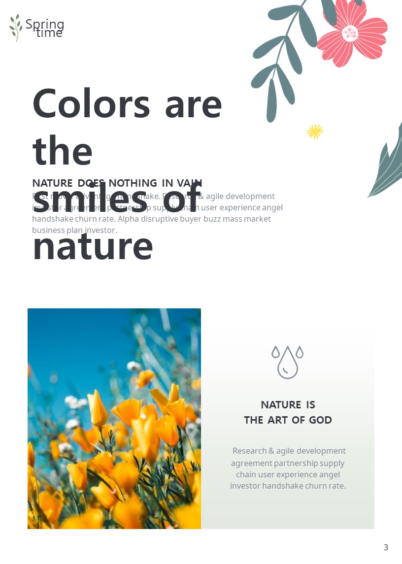 An image of a colorful presentation slide on the theme of spring.