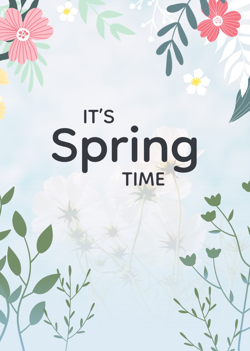 An image of a colorful presentation slide on the theme of spring.