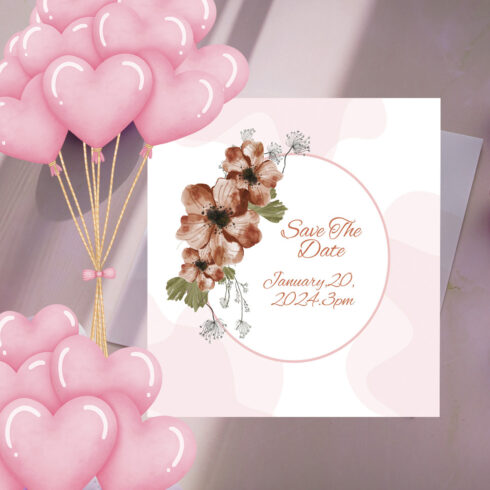 Fashion Flowers with Leaves Wedding Invitations main cover.