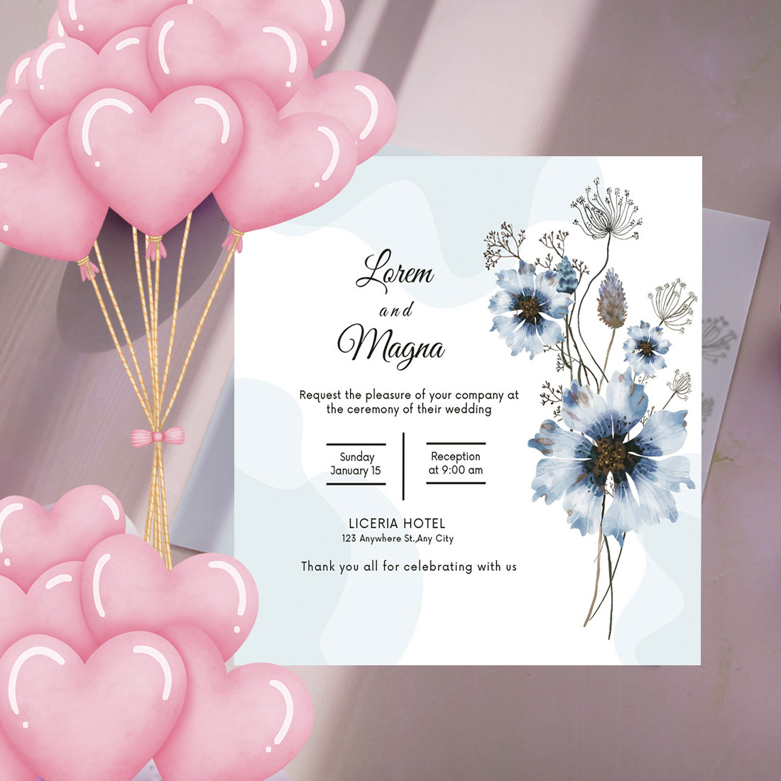Pretty Watercolor Florals Wedding Invitations preview.