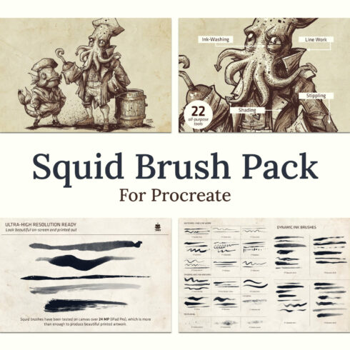 Squid Brush Pack for Procreate - main image preview.