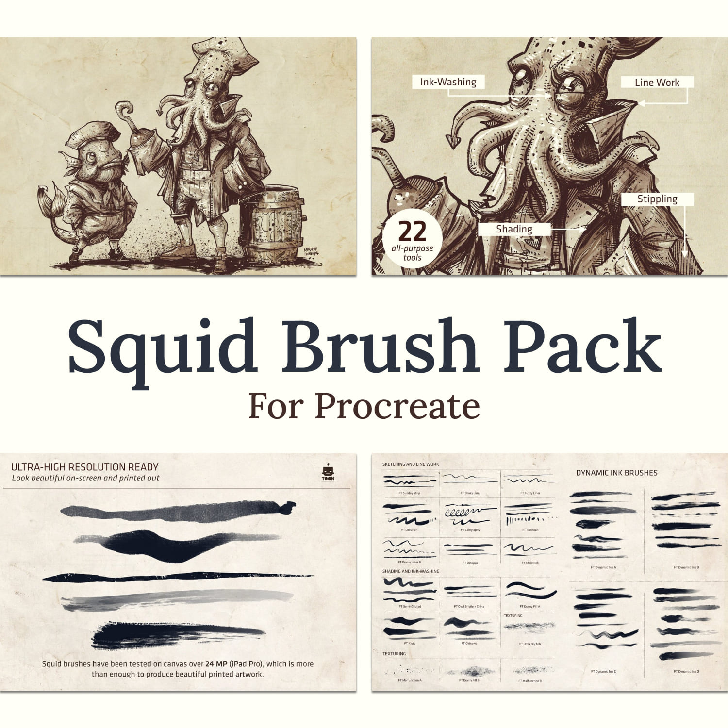 Squid Brush Pack for Procreate - main image preview.