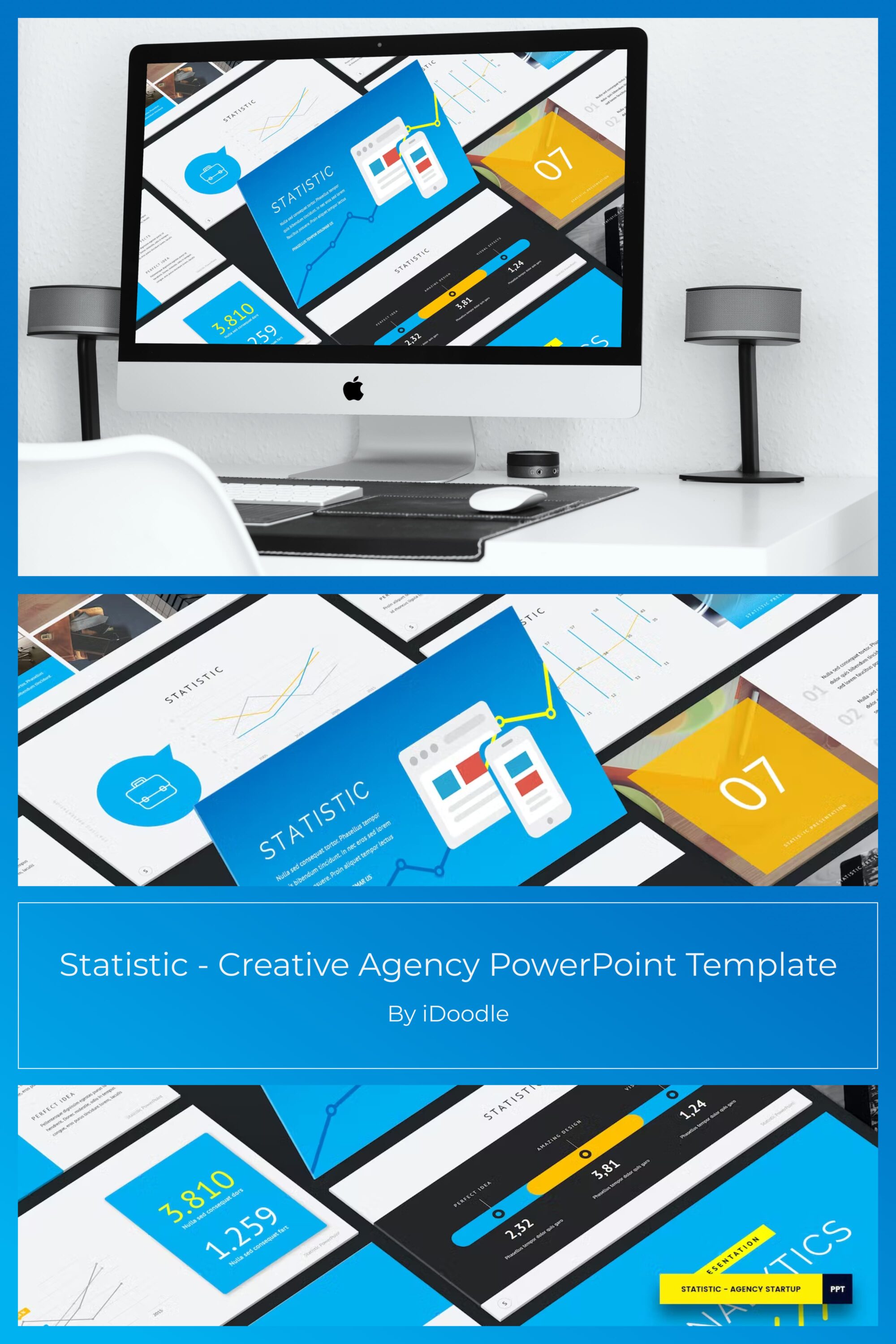 Statistic Creative Agency PowerPoint Template - pinterest image preview.