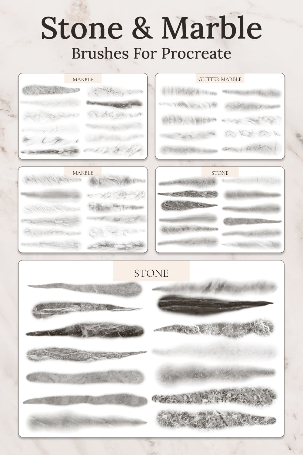 Stone & Marble Brushes for Procreate - pinterest image preview.