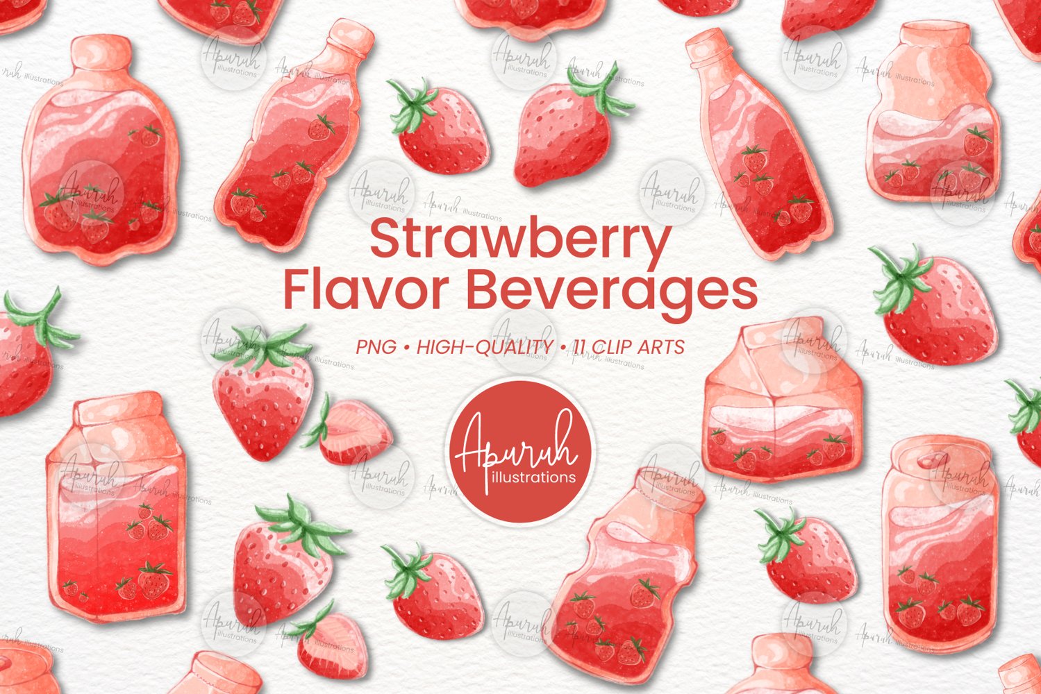 Cover image of Strawberry flavor beverages clipart.