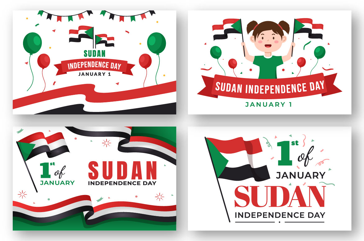 Independence Day of Sudan Cartoon Illustration preview image.