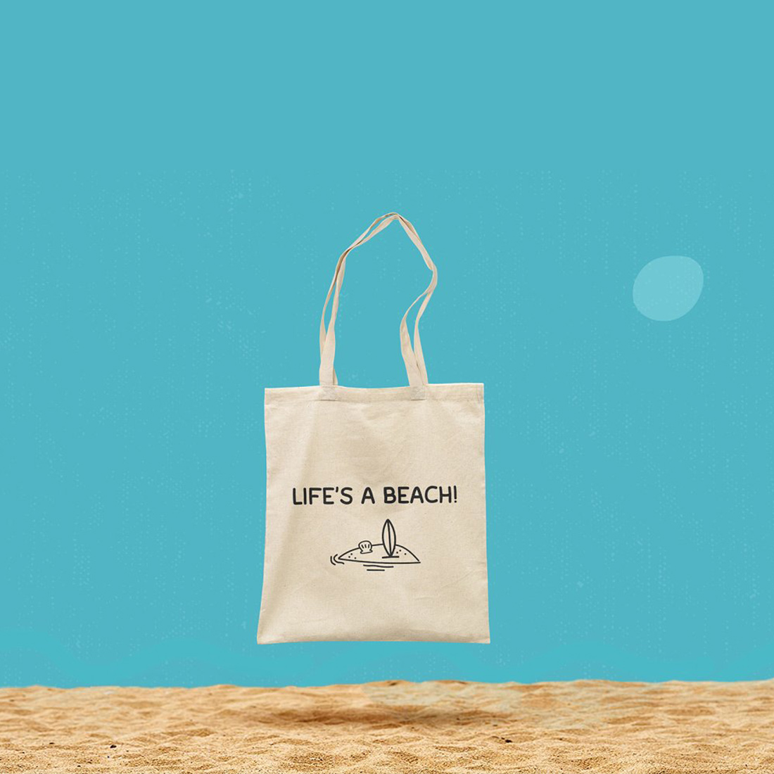 Summer elements with shopping bag mockup.