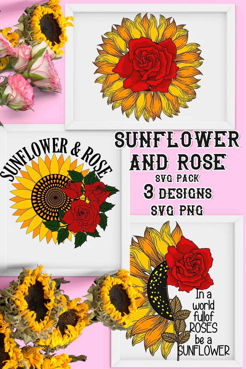 Sunflower And Rose Svg - Pinterest.