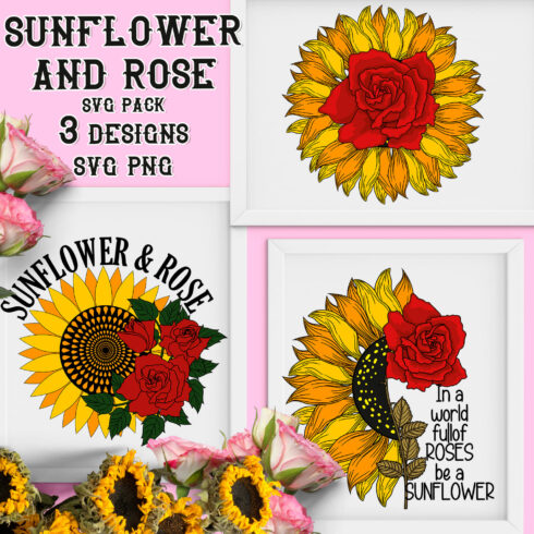 Sunflower And Rose Svg.