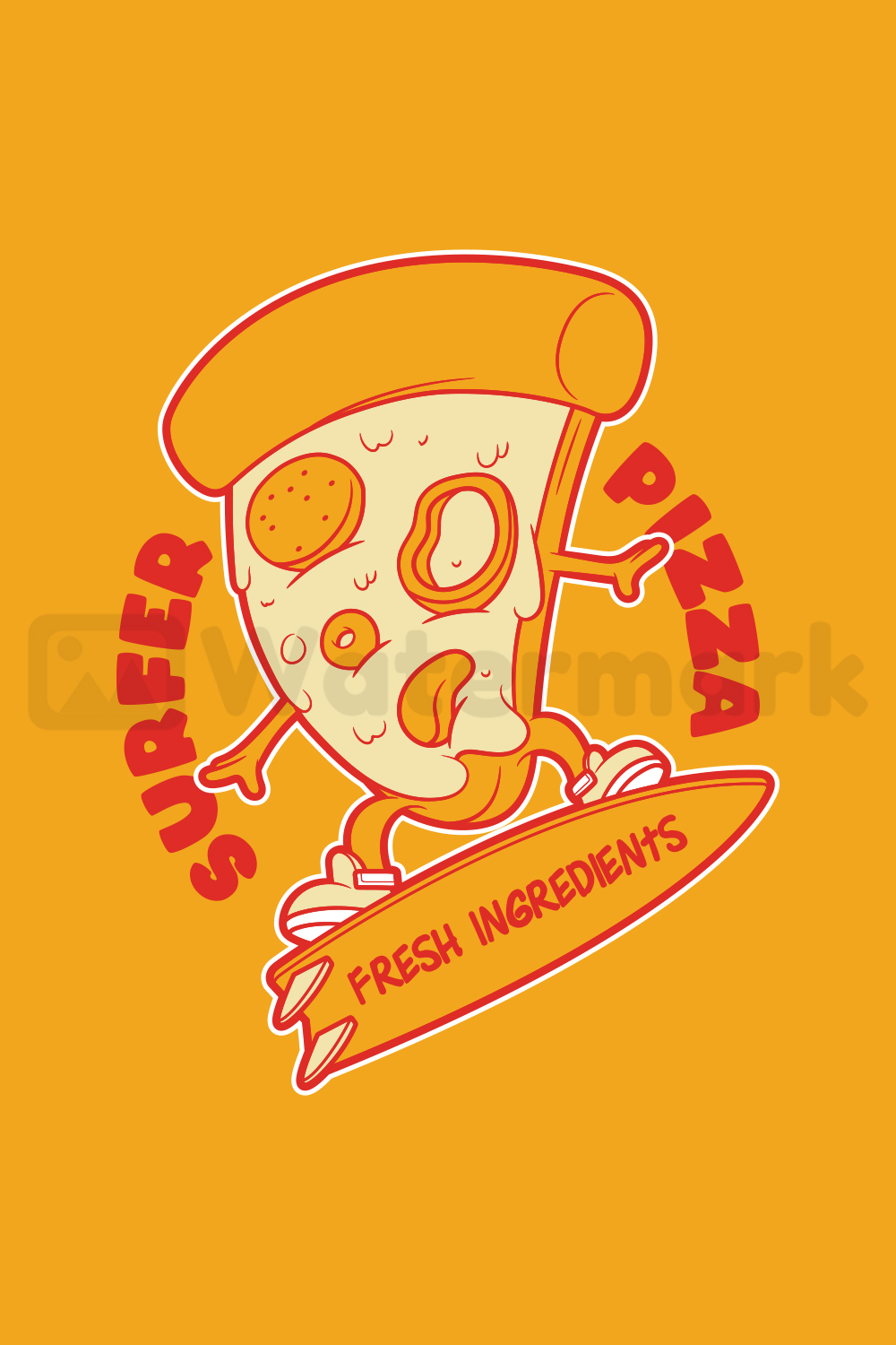 Surfer Pizza Vector Design pinterest image.