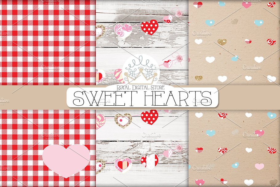 Valentine Sweet Hearts Digital Paper created by Royal Digital Store.