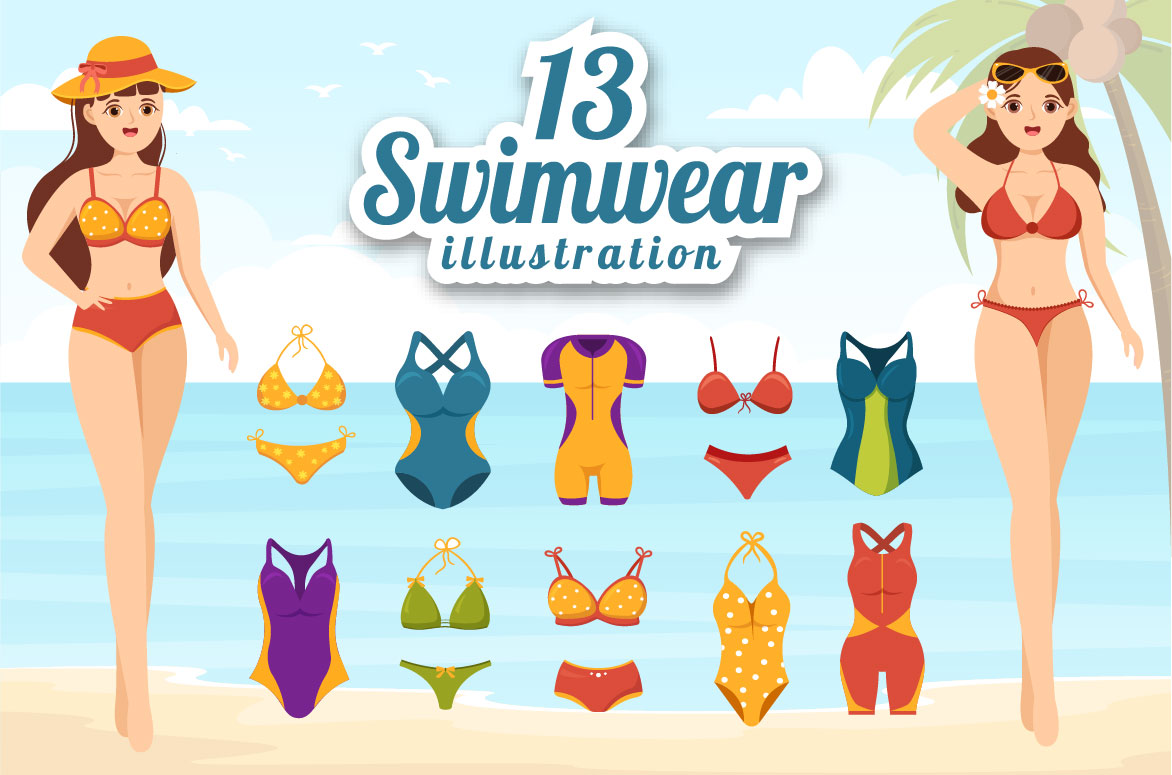 Image showcasing 13 Swimwear Design Illustration - MasterBundles