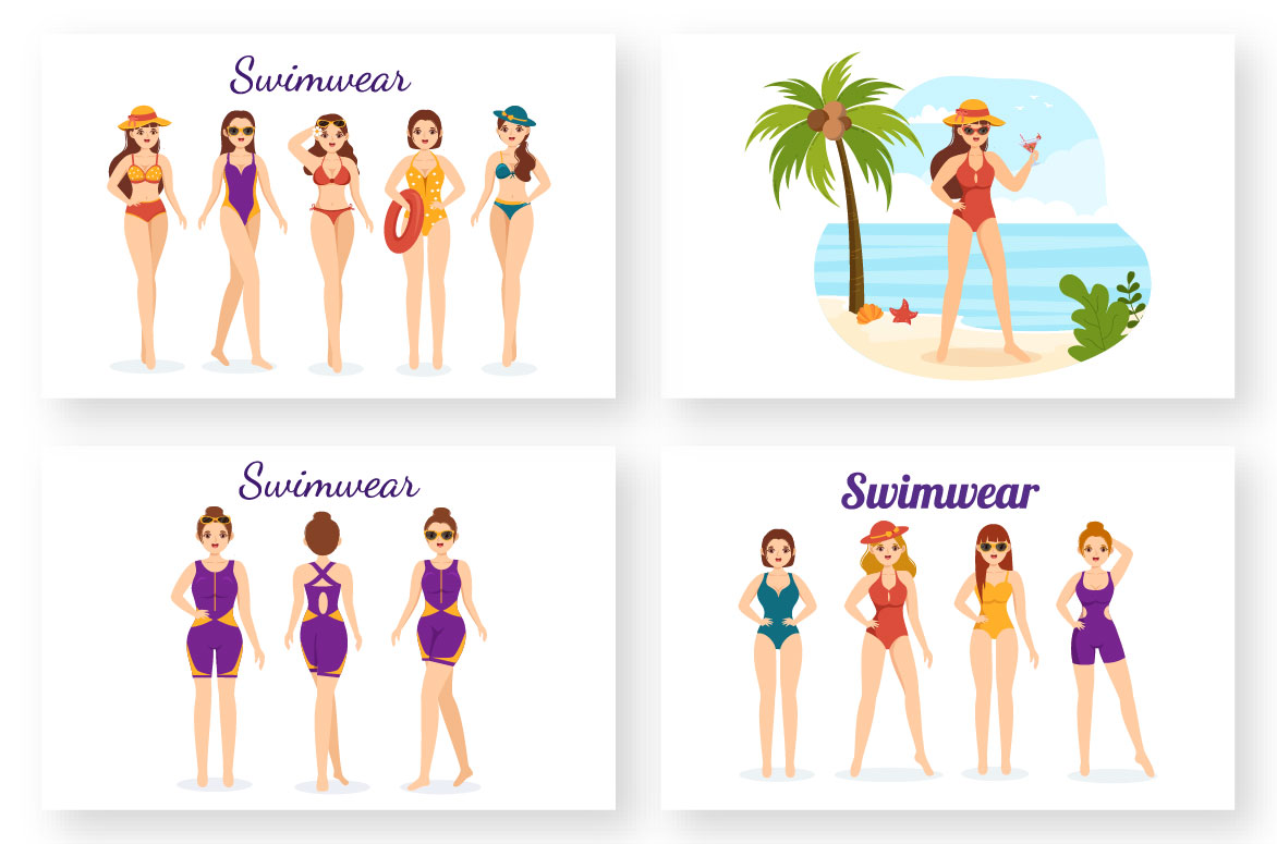 Swimwear Cartoon Design Illustration preview image.