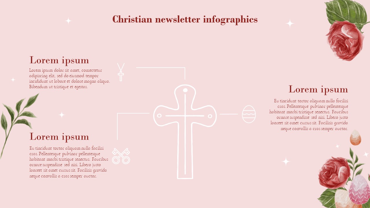 Slide with christian newsletter infographics.