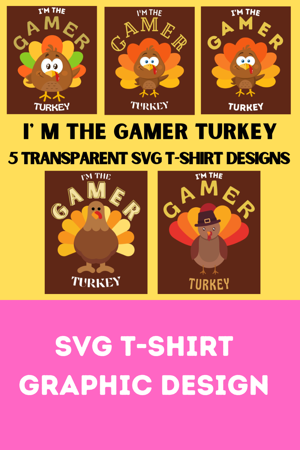 Graphic T-shirt I am a Gamer Turkey Design pinterest image.