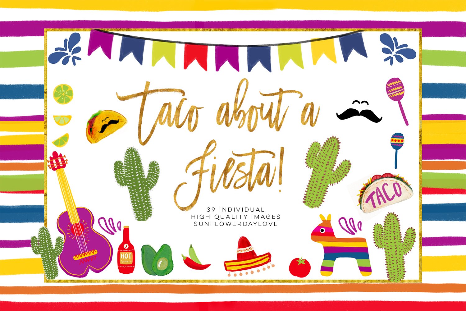 So colorful Fiesta illustrations with a glitter.